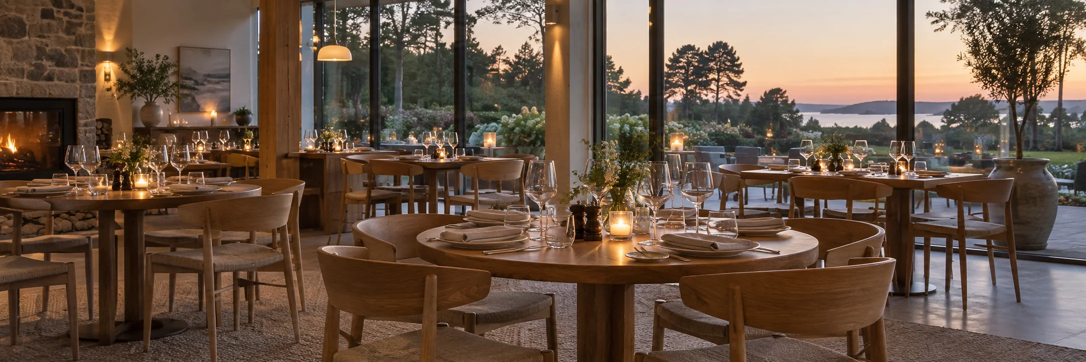 Dukat för middag i en ljus hotellrestaurang